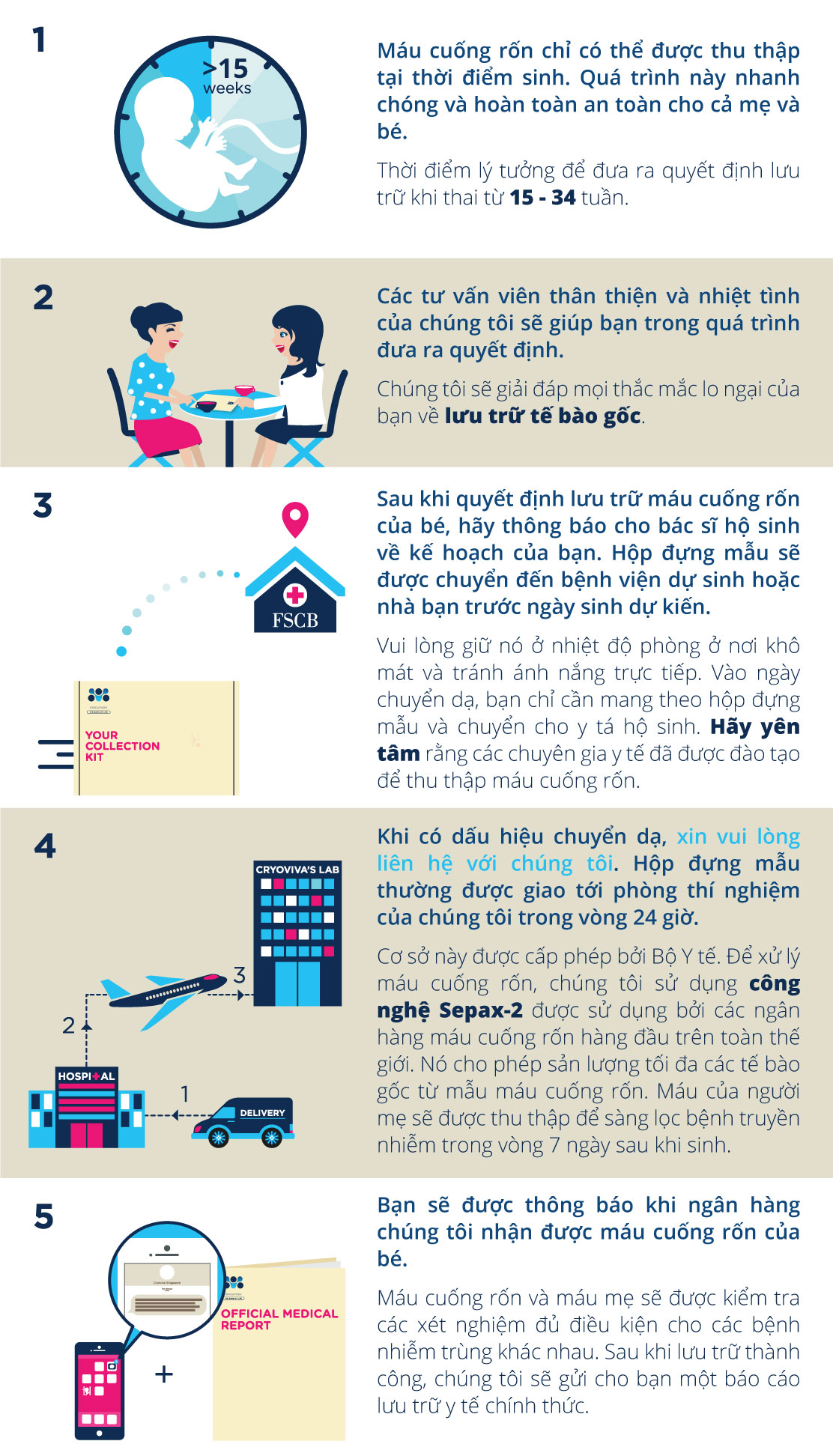quy trình lưu trữ máu cuống rốn tại FSCB